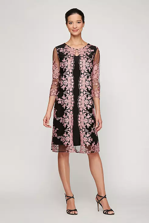 Jersey Midi Dress and Sheer Attached Jacket Image 1