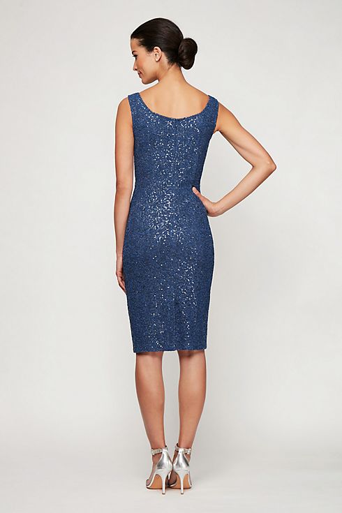 Corded Lace Sequin Shift Dress with Cascade Jacket Image 4