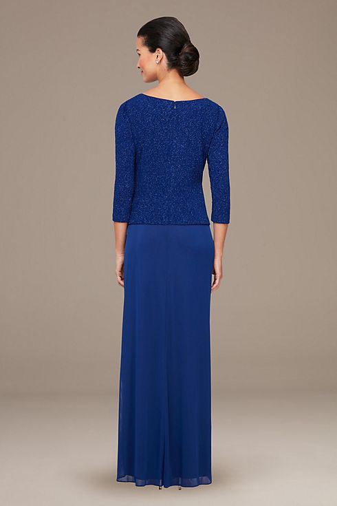 Mock Two-Piece Jacquard Knit Gown with U-Neck Image 3