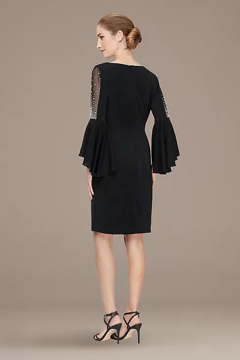 Metallic Knit Dress with Embellished Bell Sleeves Image 2