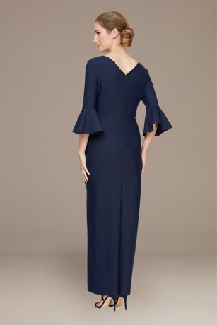 Bell Sleeve Scuba Dress with Cascade Tulip Skirt | David's Bridal