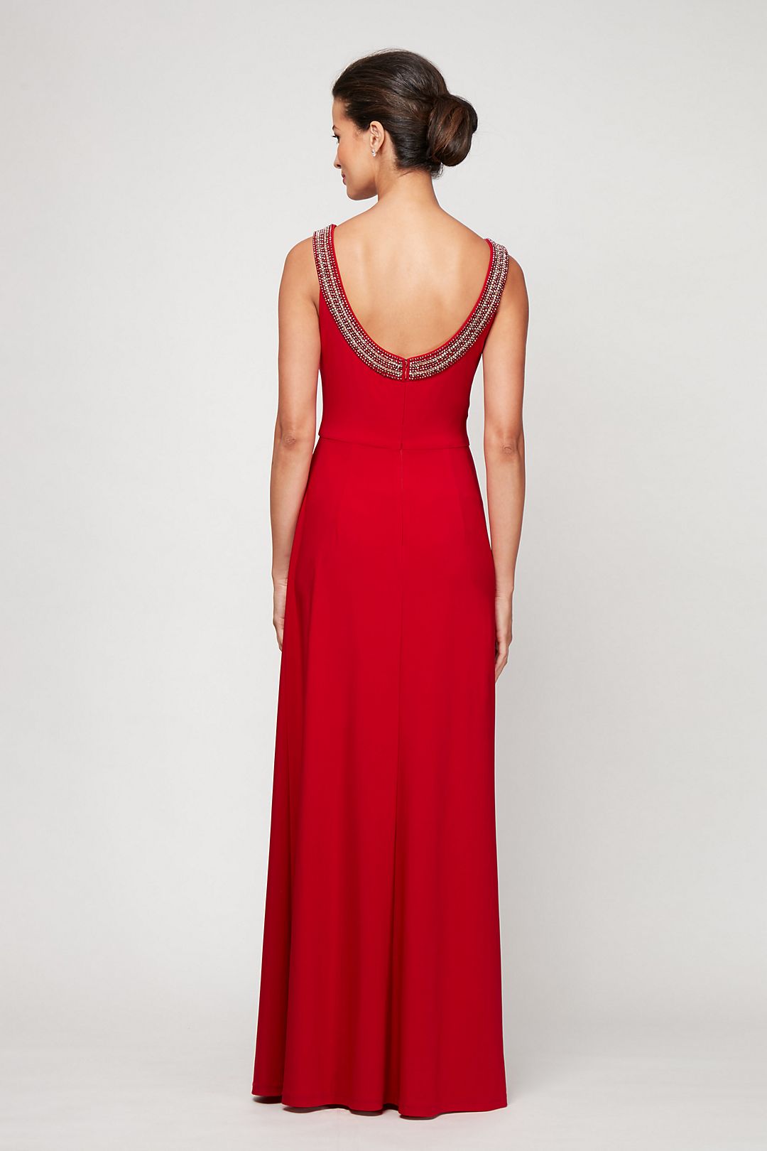 Beaded Sleeveless Scoopback A-Line Jersey Dress Image 3