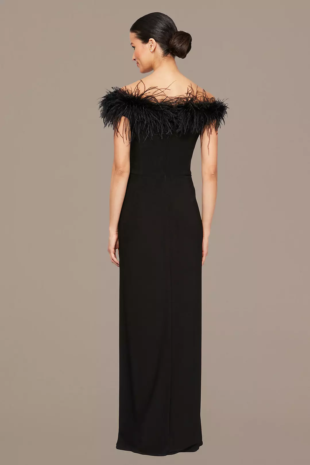 Jersey Off-The-Shoulder Dress With Marabou Detail Image 2