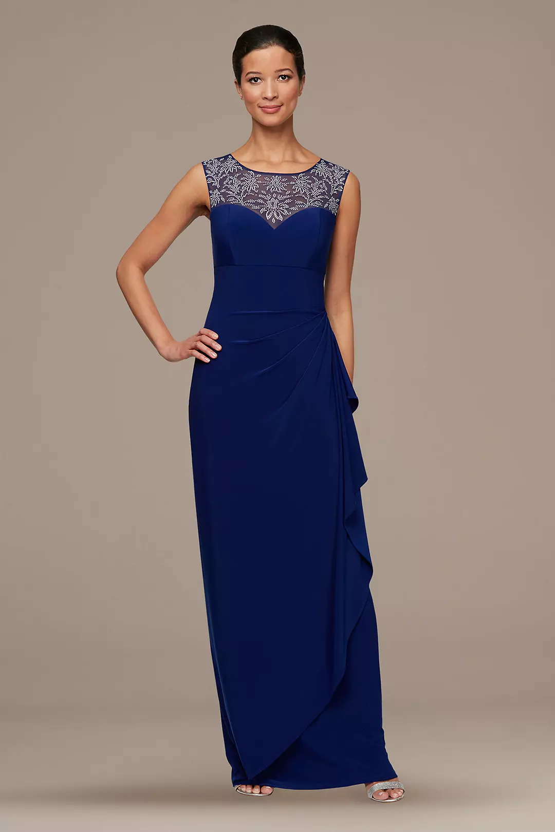 Illusion Sweetheart Neckline Matte Jersey Gown Image