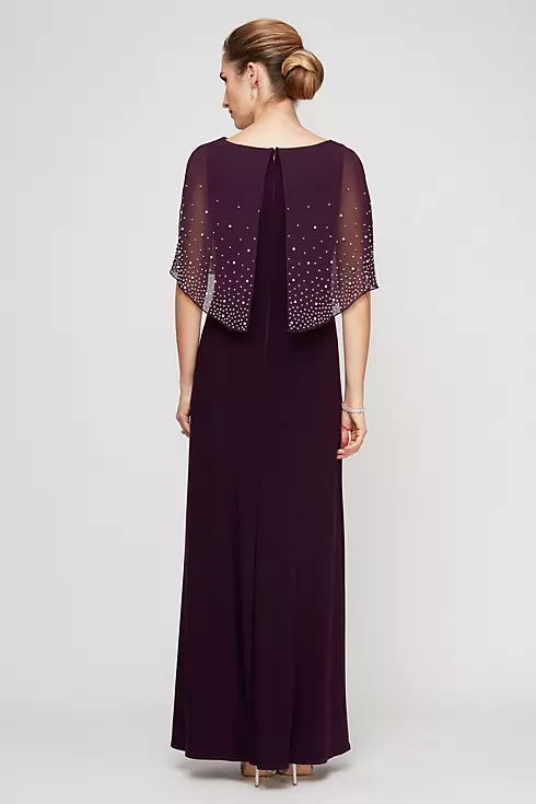 Chiffon Long Dress with Embellished Sheer Popover Image 2