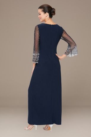 Dramatic Sheath Dress with Illusion Neckline & Sleeves