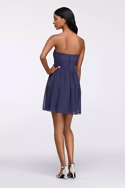 Lace Applique Short Strapless Homecoming Dress Image 2