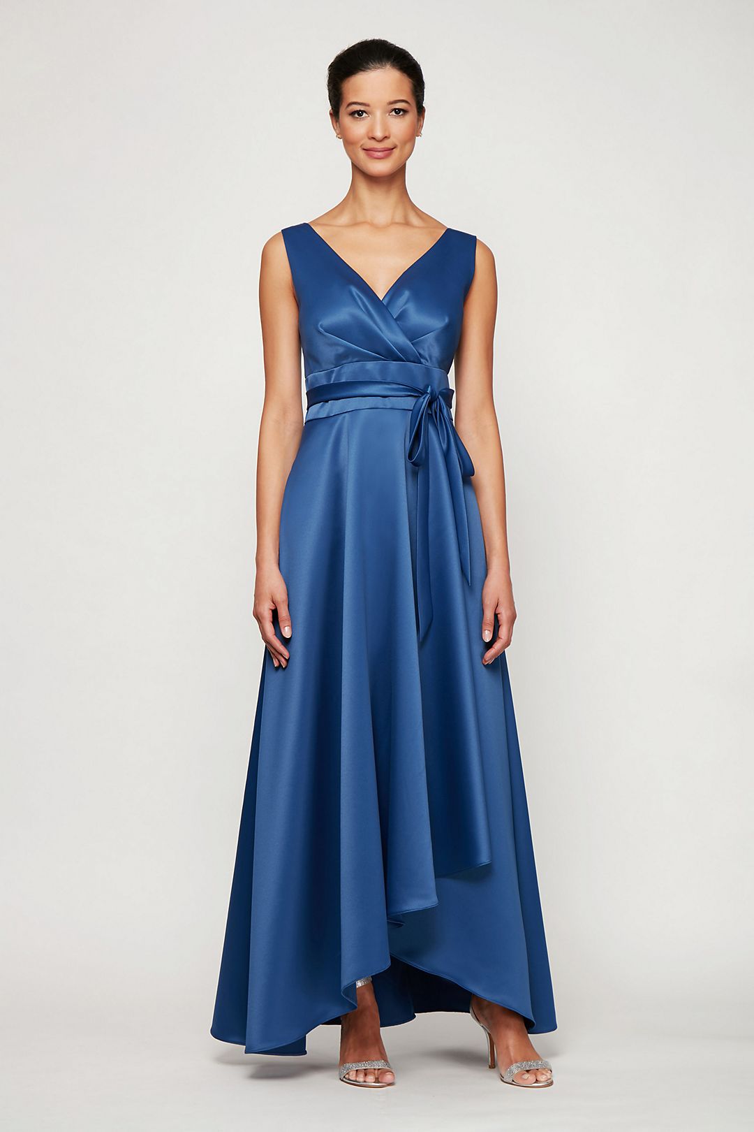 Surplice Satin Ball Gown with High-Low Tulip Hem Image 1