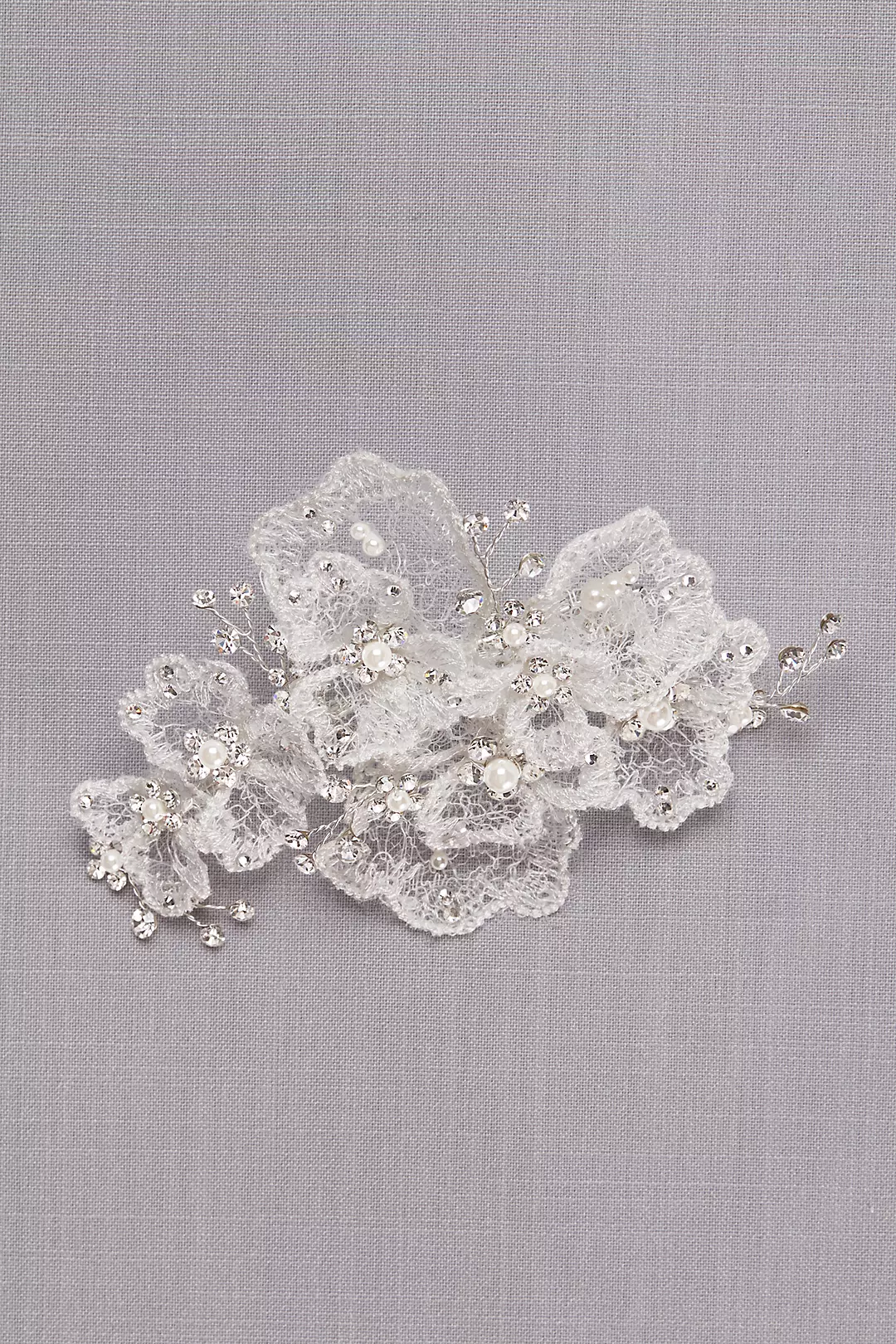 Gossamer Lace Floral Clip with Crystals Image 2