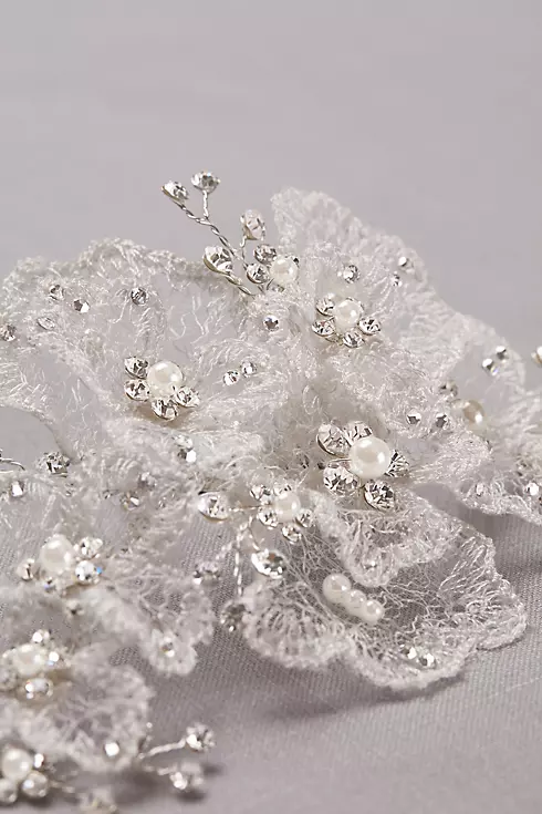 Gossamer Lace Floral Clip with Crystals Image 3