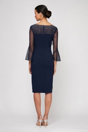 alex evenings embellished illusion sheath dress