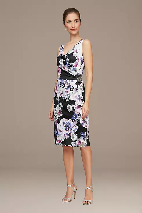 Floral Printed Dress with Cascade Detail Image 1