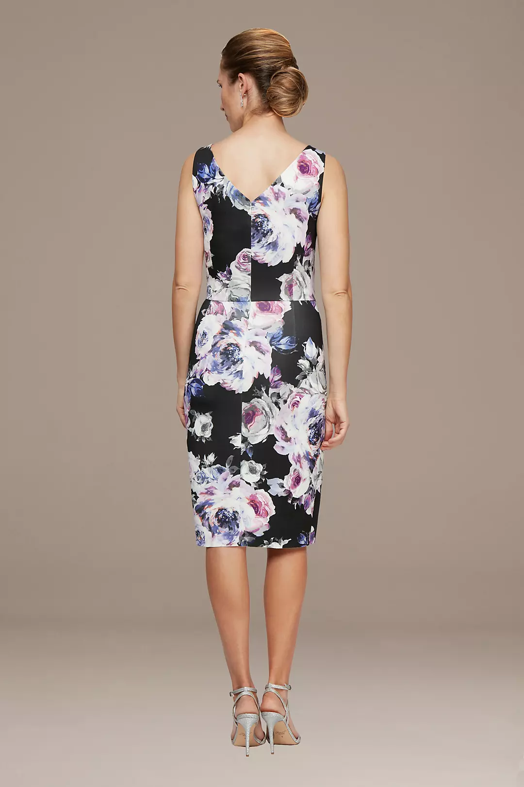 Floral Printed Dress with Cascade Detail | David's Bridal