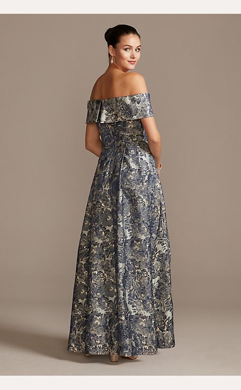 Off the Shoulder Fold Floral Jacquard Gown | David's Bridal