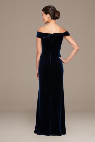 Off-the-Shoulder Velvet Dress with Embellishment | David's Bridal