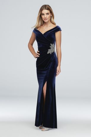 navy blue velvet bridesmaid dress