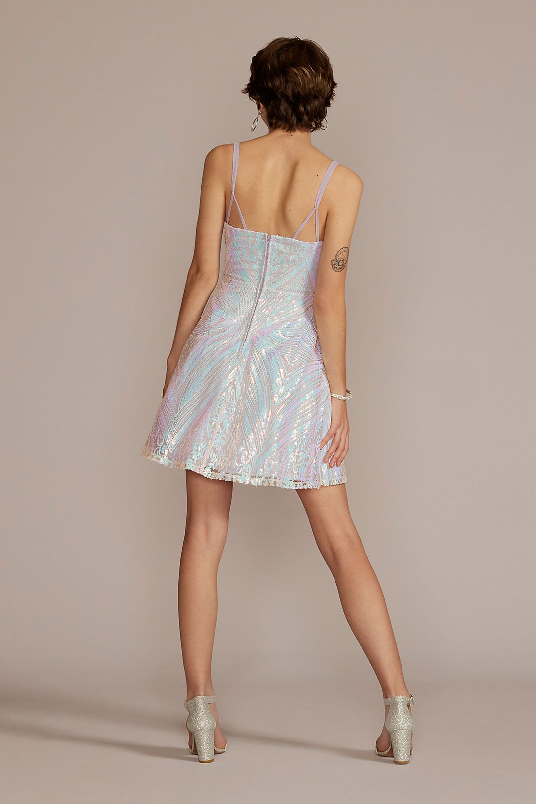 Short Iridescent Sequin A-Line Dress