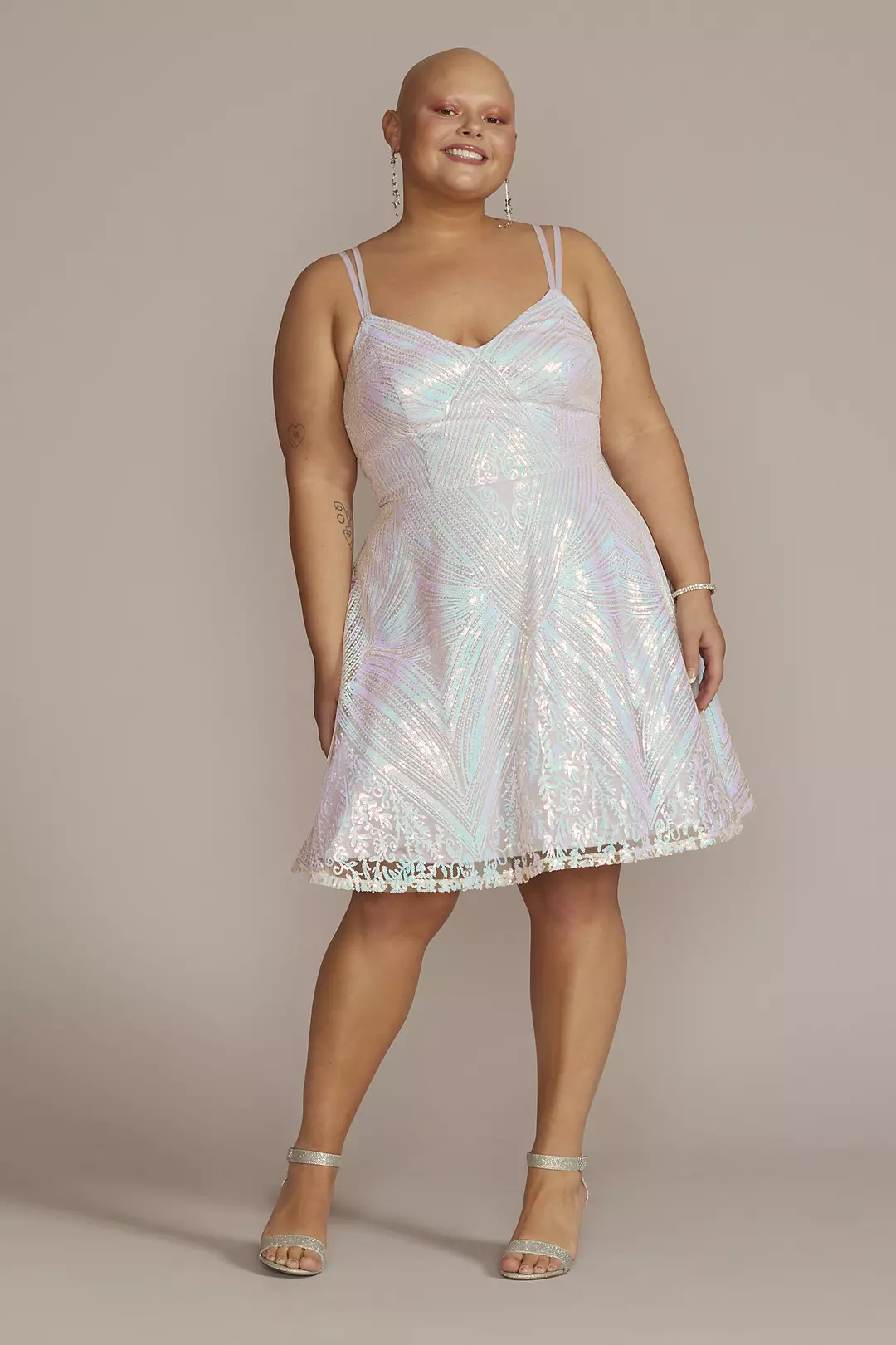 Short Iridescent Sequin A-Line Dress Image