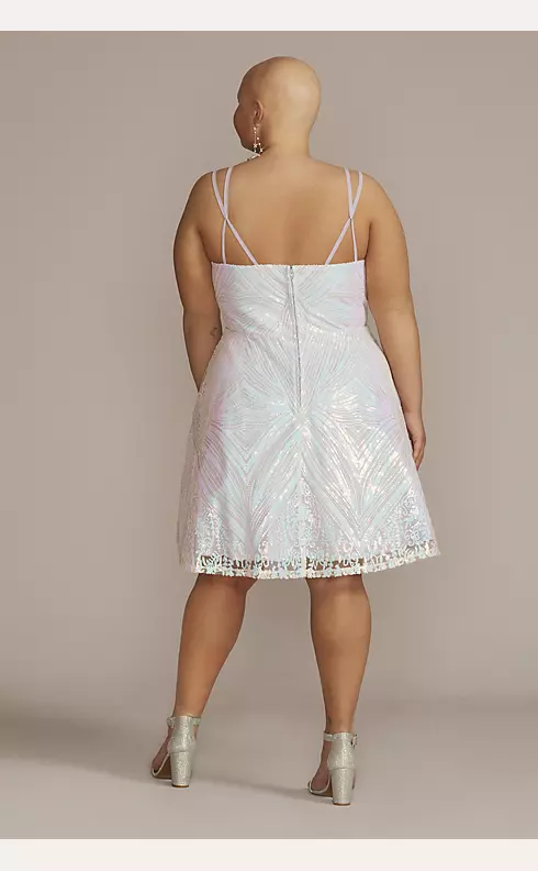 Short Iridescent Sequin A-Line Dress Image 2