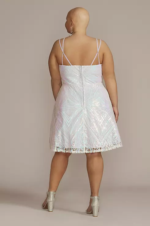 Short Iridescent Sequin A-Line Dress Image 2