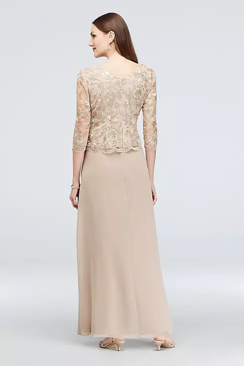 Filigree Lace and Tulle Long Soft Petite Gown Image 2