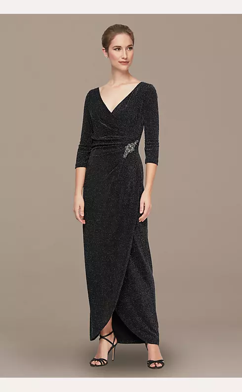 Metallic Knit Petite Tulip Gown with Beaded Hip Image 1