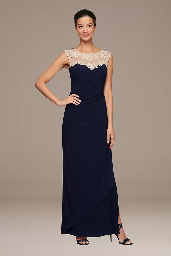Sleeveless Lace High Neck A-Line Dress | David's Bridal Sleeveless Lace High Neck A-Line Dress | David's Bridal