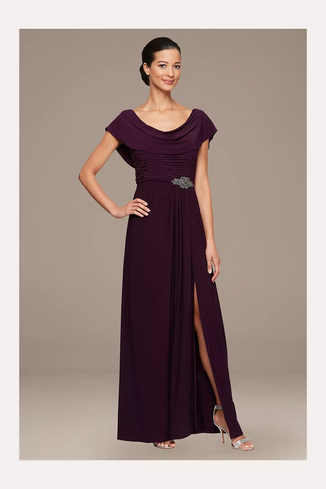 Petite Jersey Cowl Neck Dress with Embellishment Image