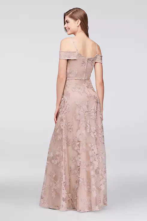 Embroidered Mesh Off-the-Shoulder A-Line Gown Image 2
