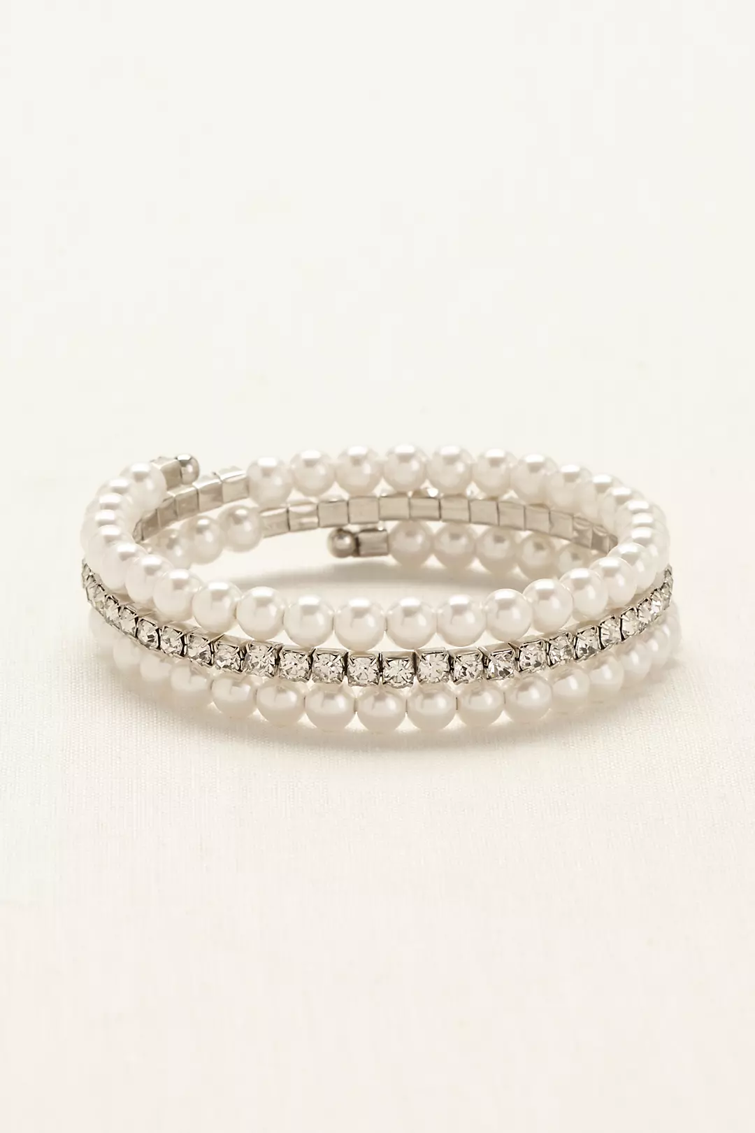 Pearl and Crystal Coil Wrap Bracelet Image