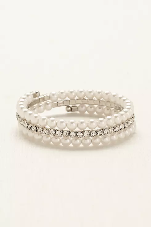Pearl and Crystal Coil Wrap Bracelet Image 1