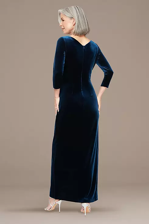 Surplice Stretch Velvet Ruched Tulip Gown Image 2
