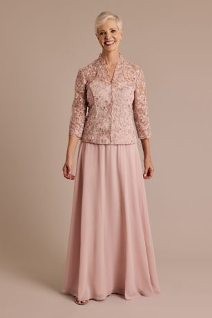 Patterned Zip-Back Three-Quarter Sleeve Jacket | David's Bridal