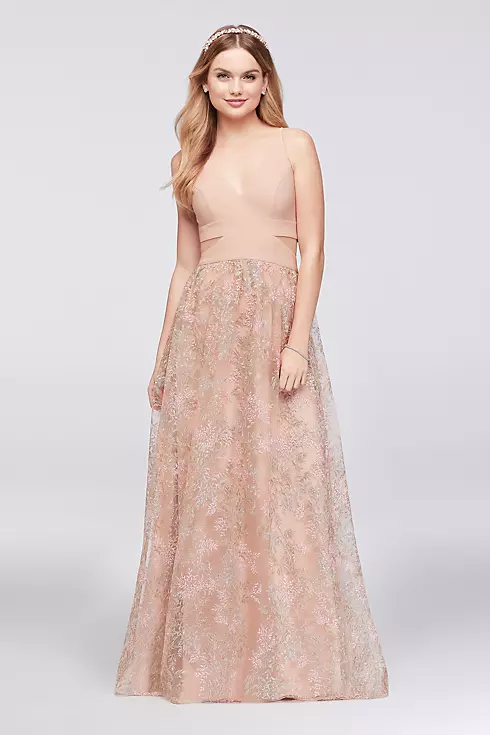 Jersey Ball Gown with Embroidered Mesh Skirt Image 1