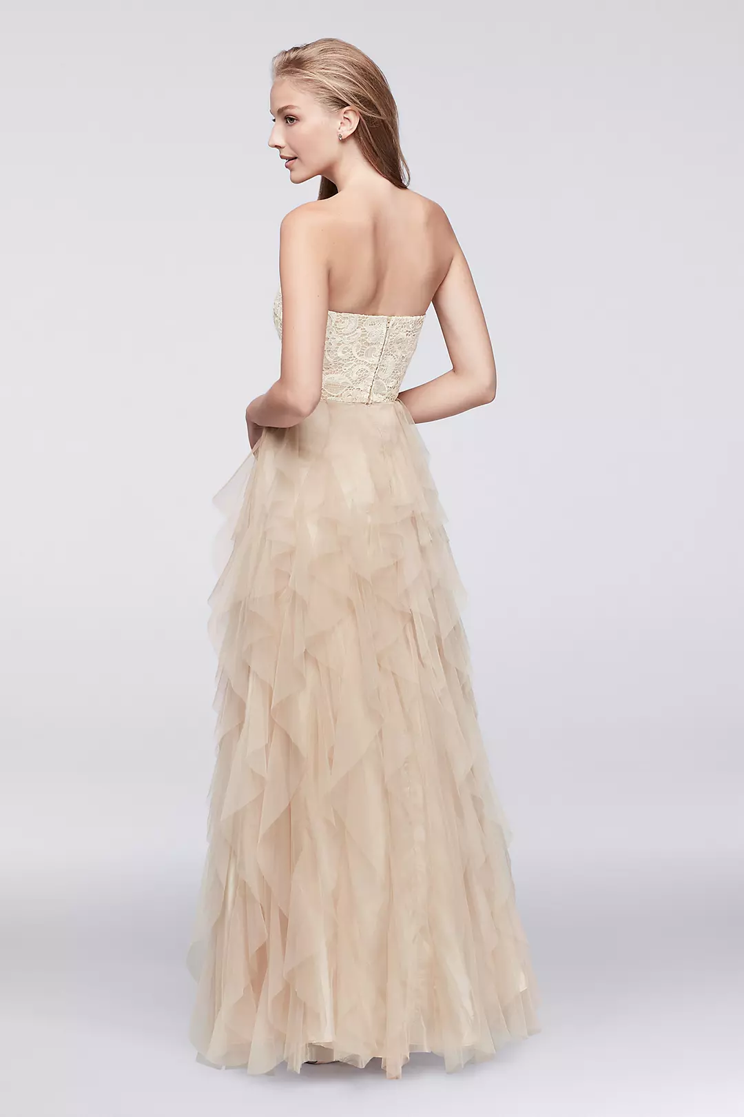 Beaded Ball Gown with Cascading Mesh Skirt Image 2