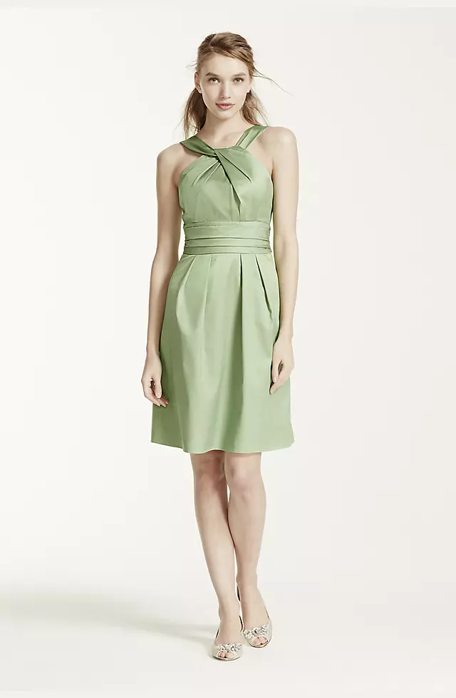 Short Cotton Dress with Y-Neck and Skirt Pleating Image 3