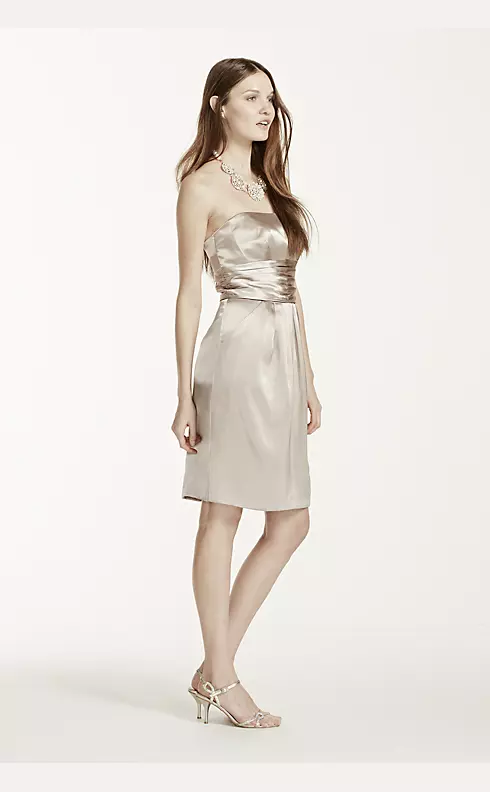 Short Charmeuse Dress with Ruched Waist and Pocket Image 5