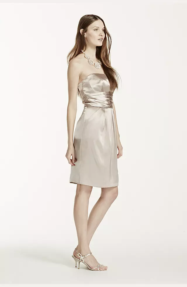 Short Charmeuse Dress with Ruched Waist and Pocket Image 5
