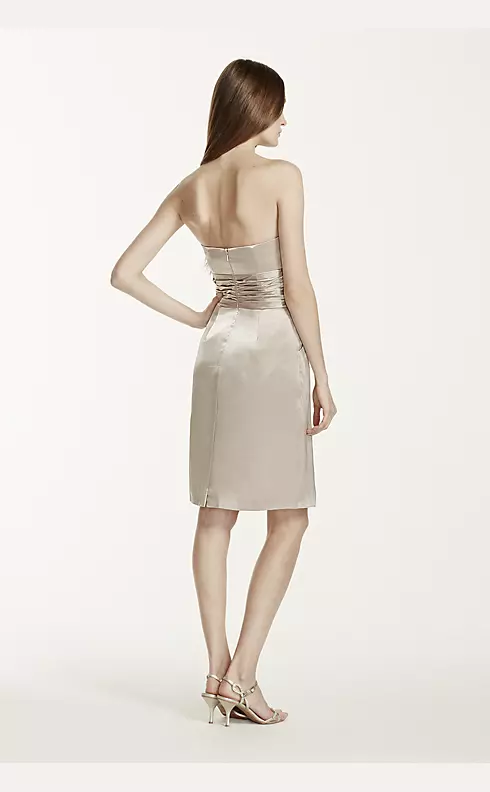 Short Charmeuse Dress with Ruched Waist and Pocket Image 3