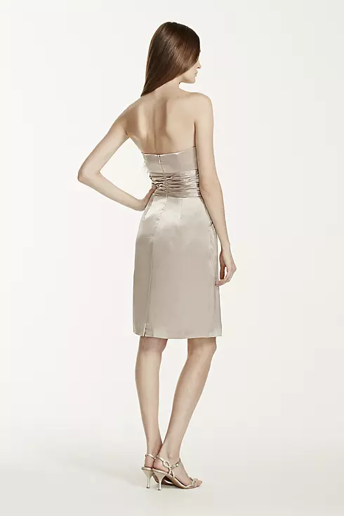 Short Charmeuse Dress with Ruched Waist and Pocket Image 3