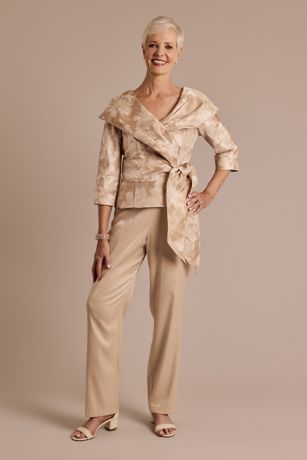 ジャケット・アウター HIAND Petal chiffon blouson Floral Print Tie-Front Shawl Collar Jacket | David's Bridal
