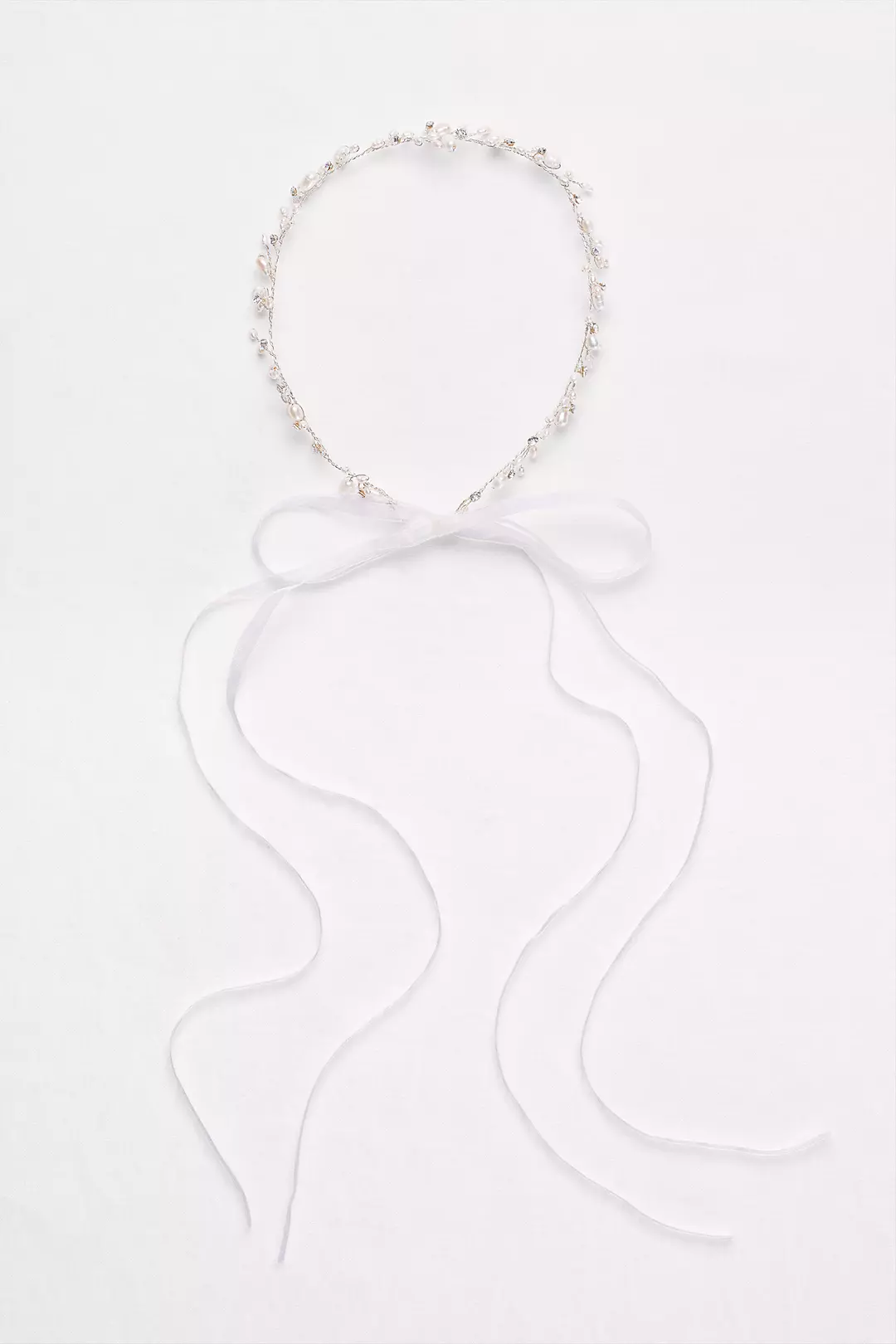 Freshwater Pearl and Crystal Sprig Ribbon Headband Image 2