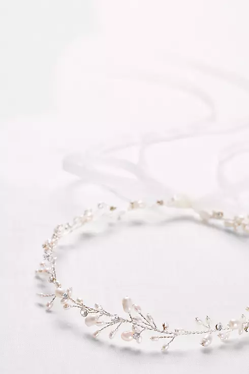 Freshwater Pearl and Crystal Sprig Ribbon Headband Image 3
