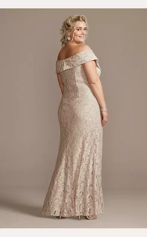 Off the Shoulder Lace Gown with Embellished Detail Image 2
