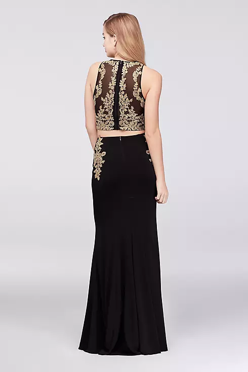 Corded Lace Applique Jersey Two-Piece Dress Image 2