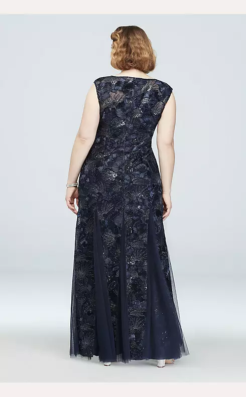 Metallic Sequin and Soutache Gown with Godets Image 2