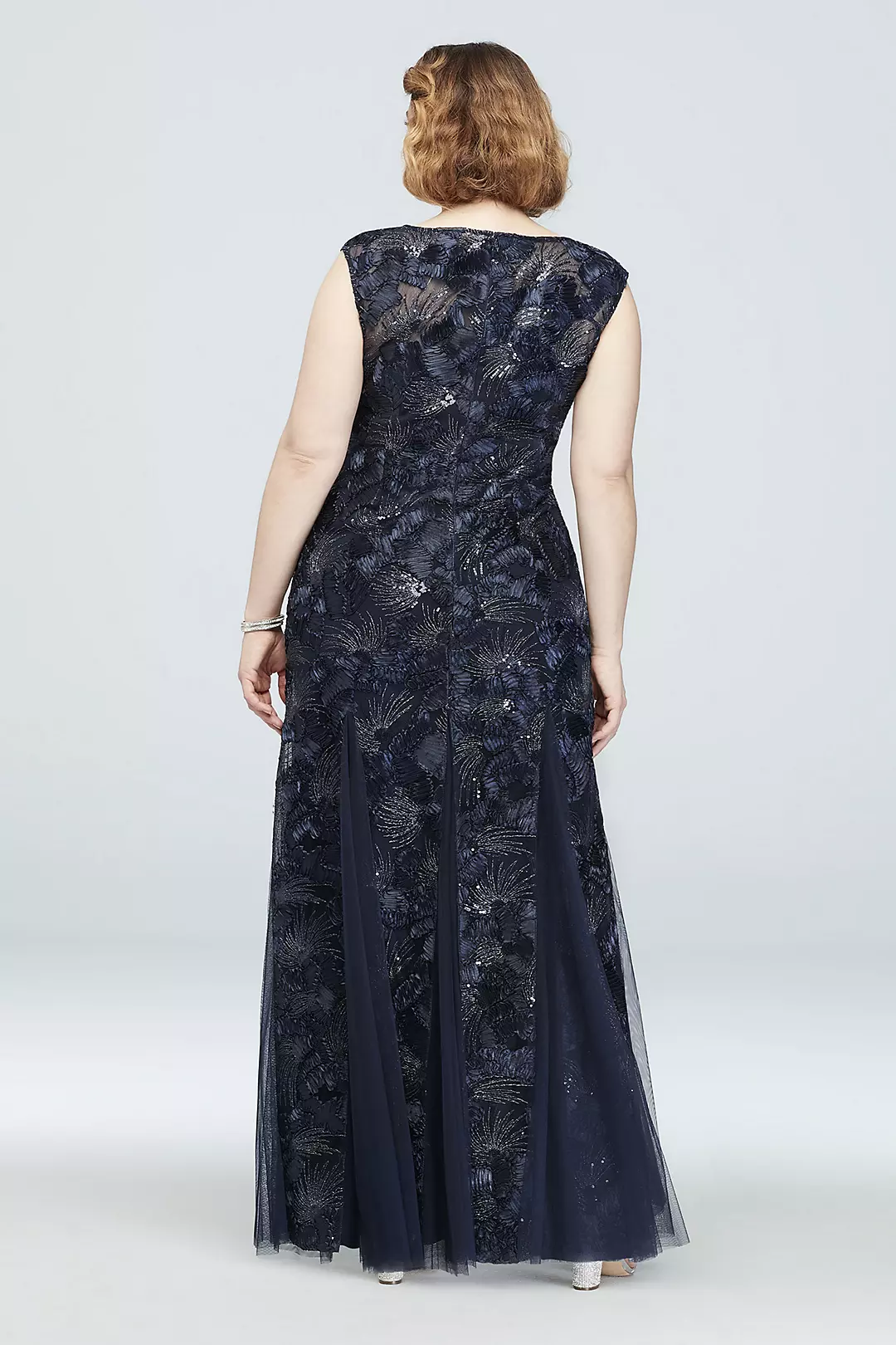 Metallic Sequin and Soutache Gown with Godets Image 2