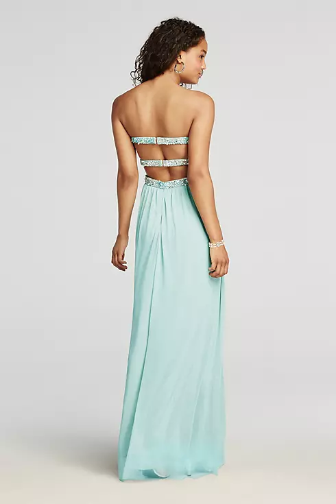 Strapless Crystal Beaded Cut Out Prom Dress Image 2