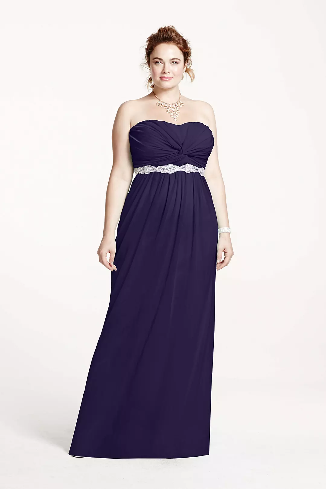 Strapless Prom Dress with Beading and Ruched Bust Image