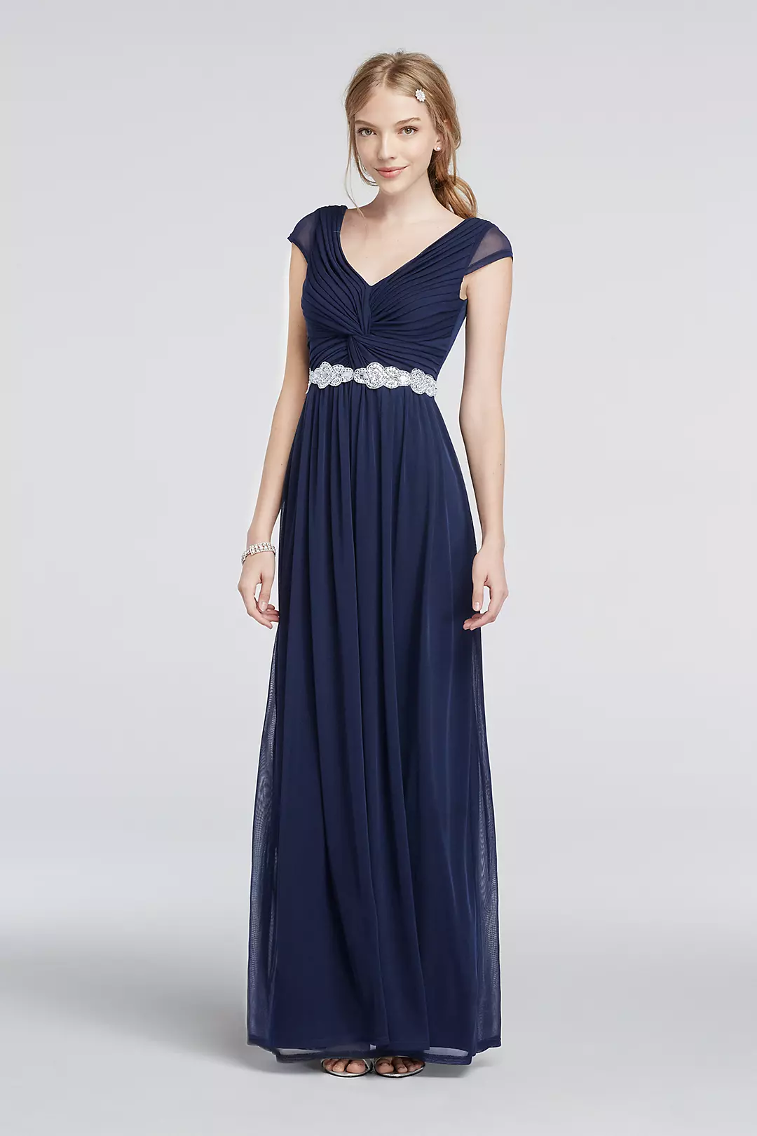 Cap Sleeve Dress with Beaded Waist Image